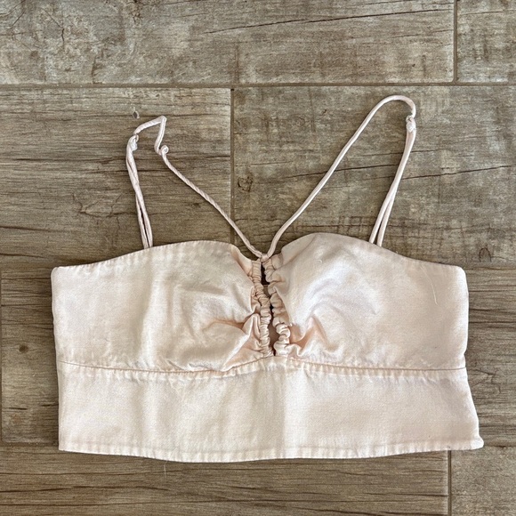 Zara Tops - Zara Champagne Pink Satin Crop Top